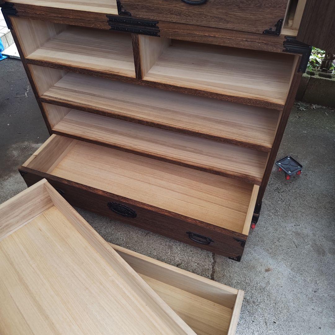 昭和レトロ　総桐箪笥 飾り金具　着物箪笥&和箪笥 　2段重ねセット　送料込