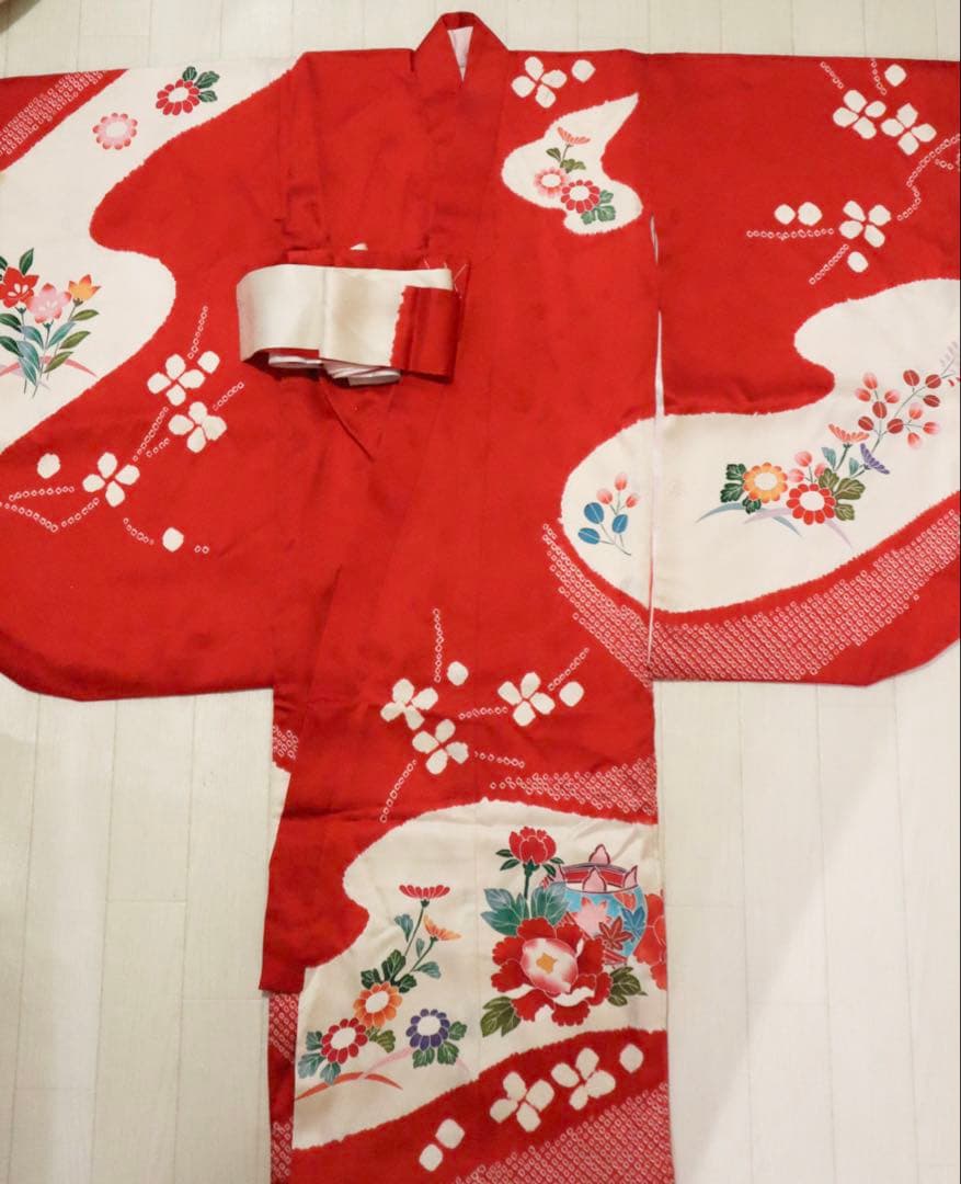 ★のりおん★ 七五三　正絹　絞り　着物　被布　3歳　フルセット