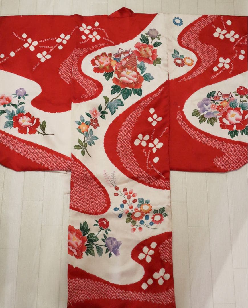 ★のりおん★ 七五三　正絹　絞り　着物　被布　3歳　フルセット