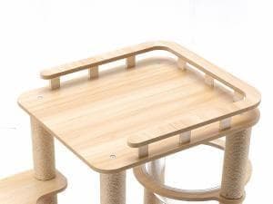 広い展望台付き キャットタワー 木製 大型猫 高さ約137cm 据え置き型