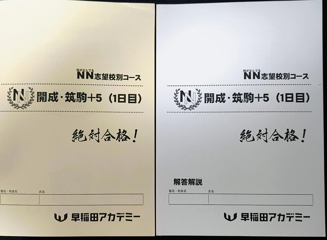 早稲田アカデミー NN志望校別コース 開成・筑駒＋５ 絶対合格！ 全３日分