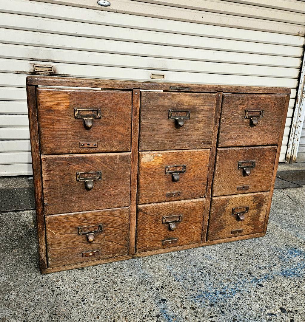 USA アンティーク 古いファイルキャビネット レターケース 木製 ドロワー