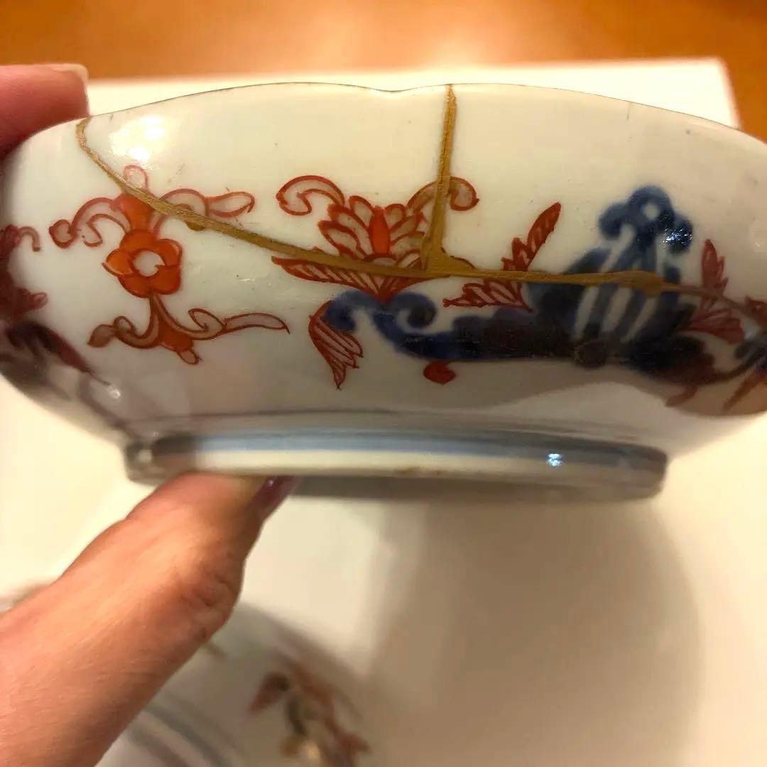 最終　古伊万里　色絵　なます皿　3枚