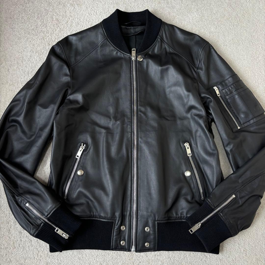 XLサイズ 美品 ディーゼル ラムレザージャケット ライダース シングル 黒