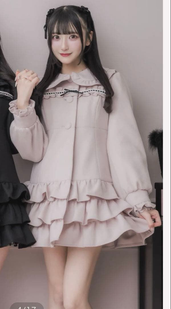 はしごレースティアードミニコート pium ピンク