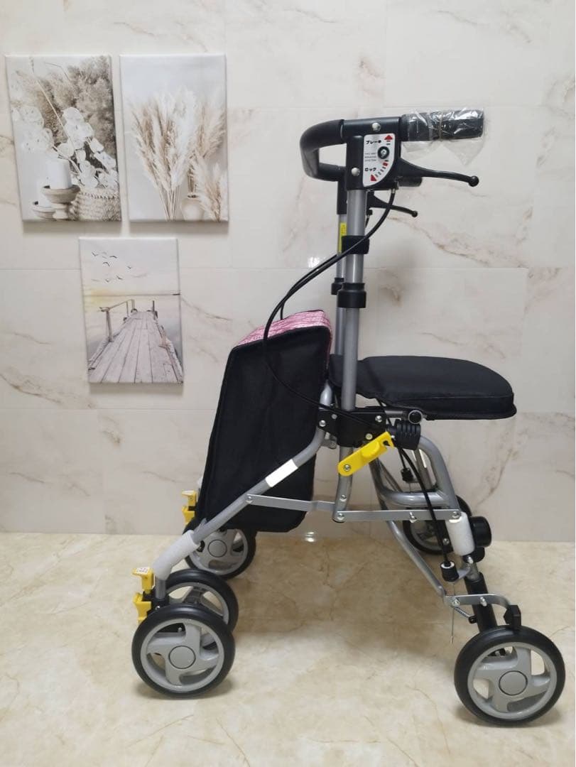 シンフォニーSPスリム　ピンク柄　歩行車シルバーカー