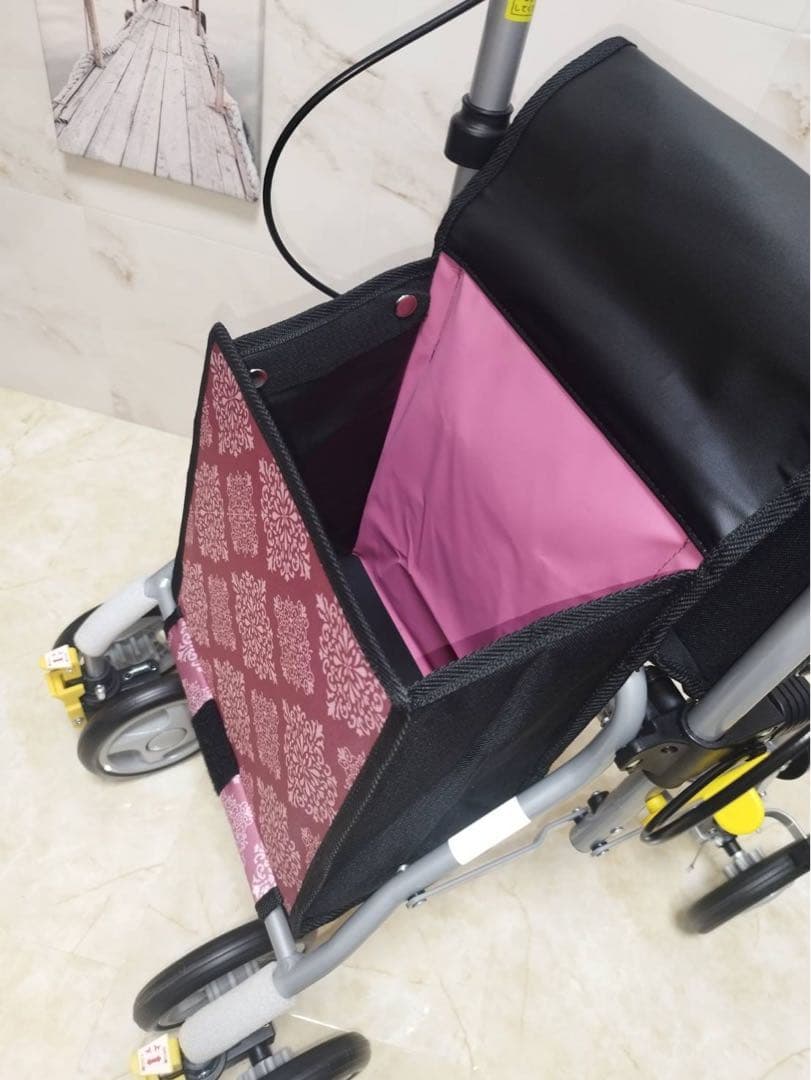 シンフォニーSPスリム　ピンク柄　歩行車シルバーカー