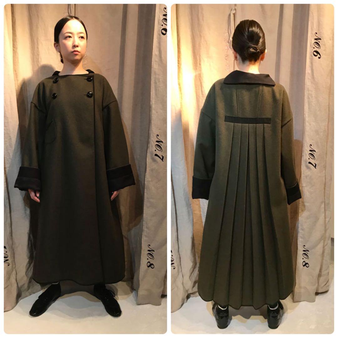 未使用タグ付き＊ヤブヤム YAB-YUM メルトン 黒 バックプリーツコート