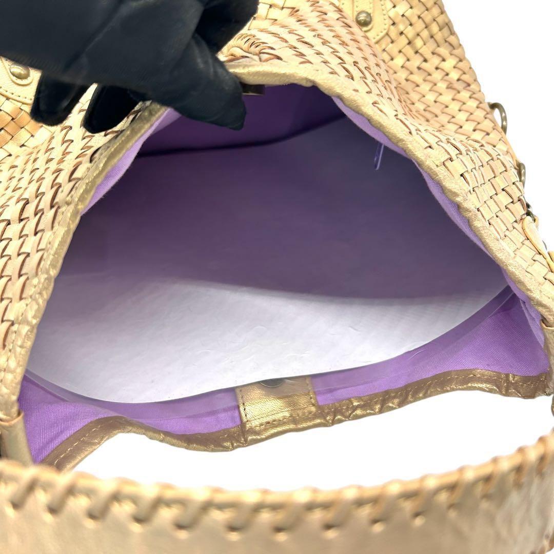 良品 1199 ワンショルダーバッグ イントレチャート レザー ゴールド A4