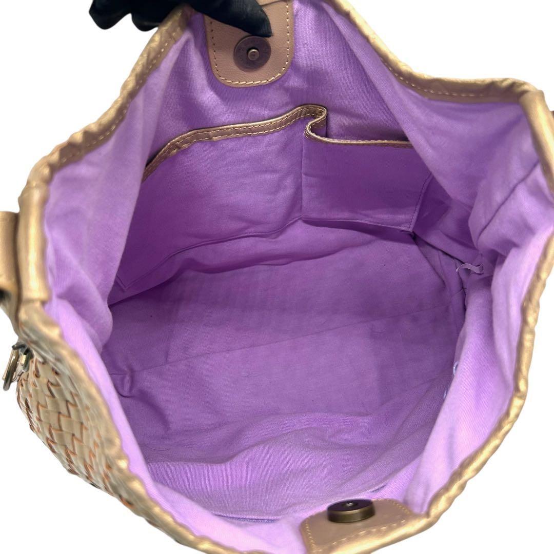 良品 1199 ワンショルダーバッグ イントレチャート レザー ゴールド A4