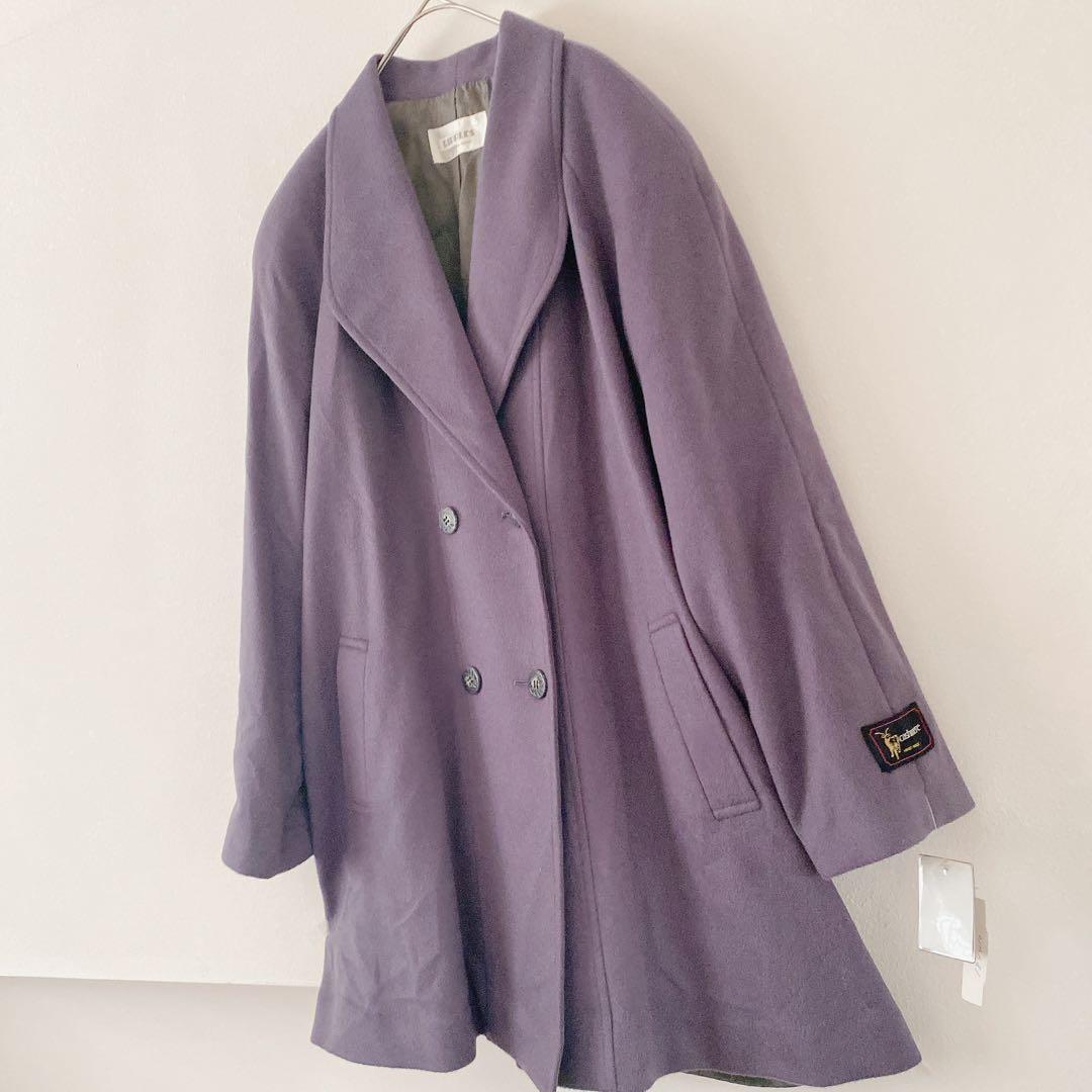 【新品未使用】カシミヤ100% Ripples パープル ロングコート 大きめ