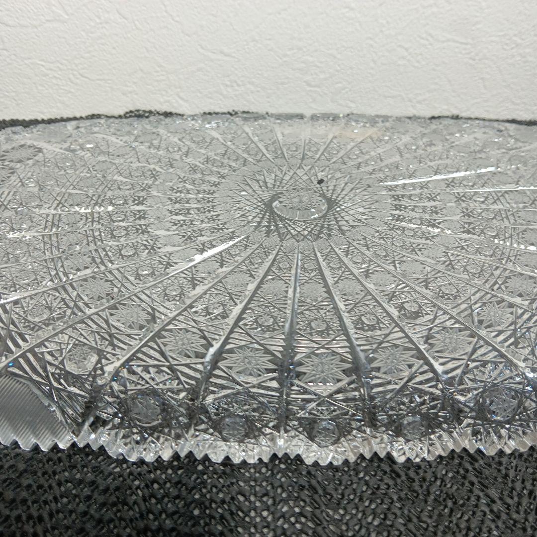 ボヘミアクリスタル 500PKカット オーバルプレート 大皿 ハンドカット