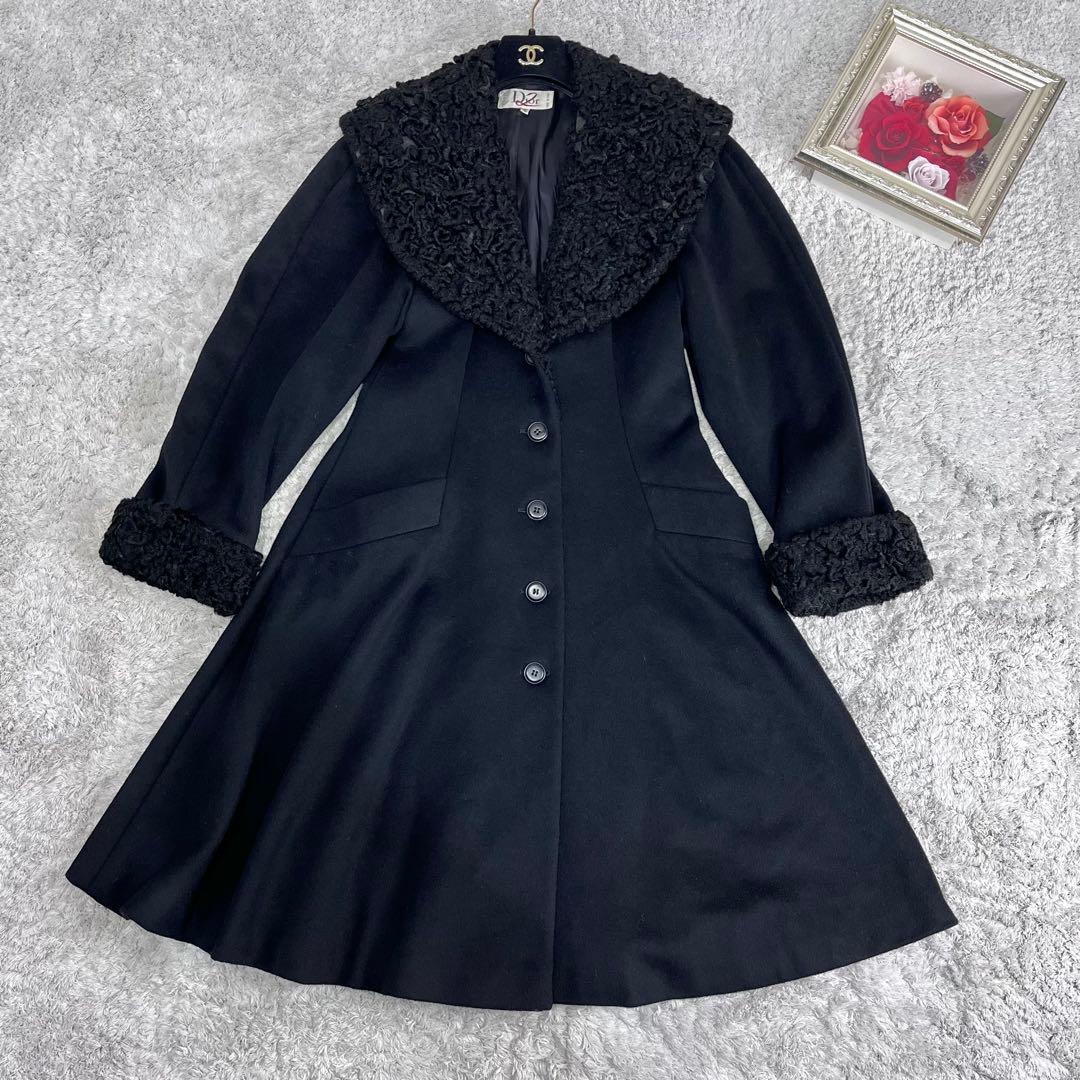 d*7様 【イタリア製】クリスチャンディオール カシミヤ混 女優襟 Aライン ロ