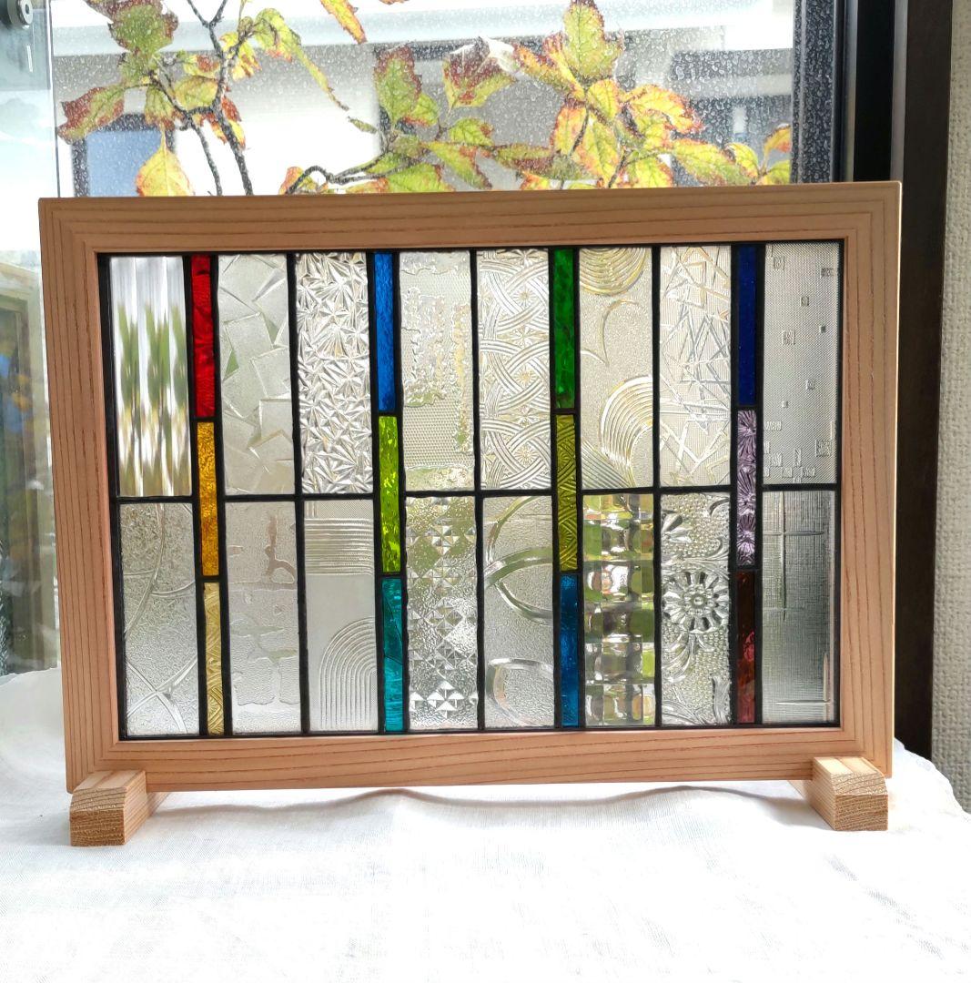 ステンドグラスパネル 「御簾」アンティーク