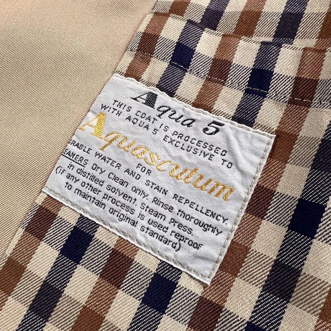 【美品】80s 英国製 アクアスキュータム ダブルトレンチコート 36S