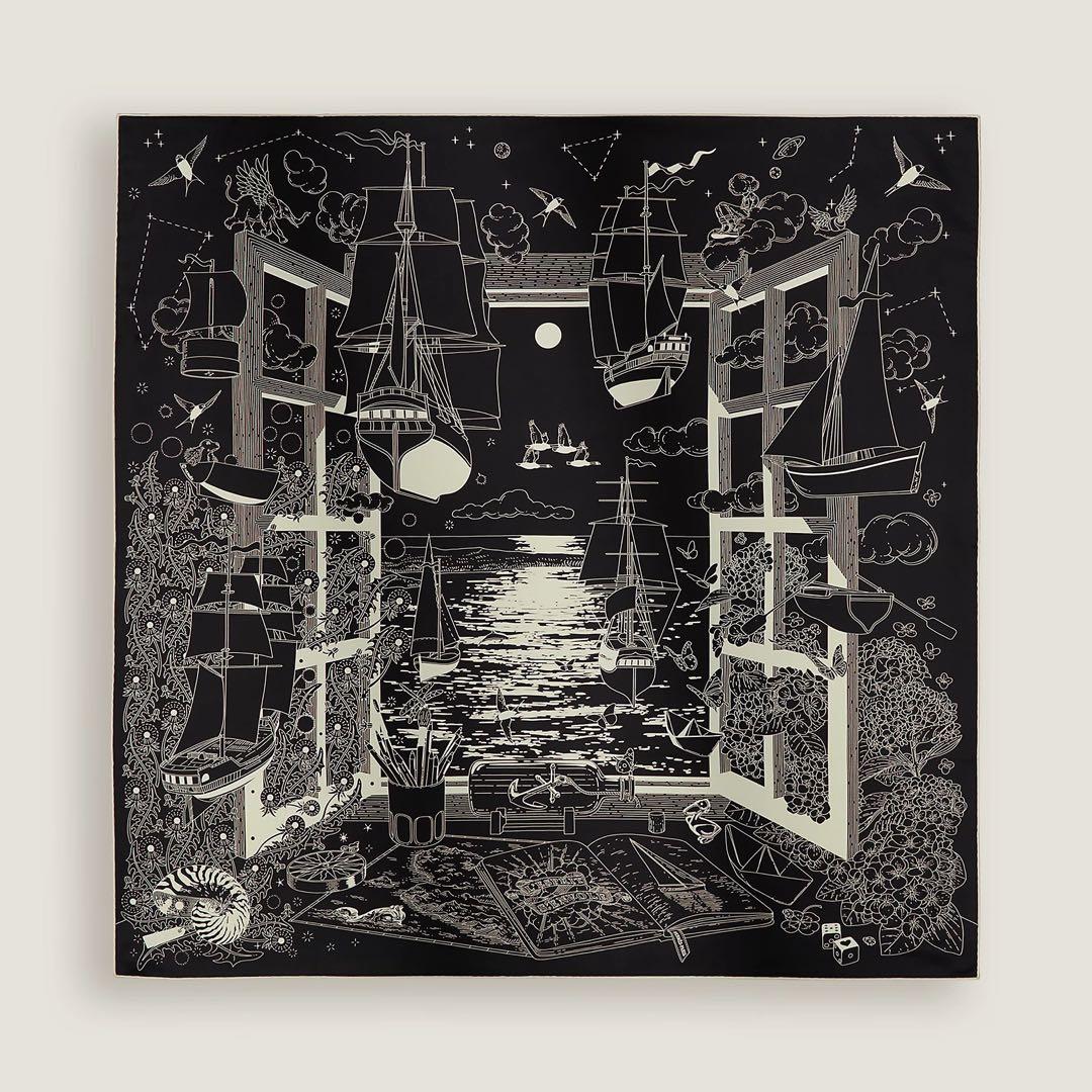 エルメス　カレ90 2026春夏　エスプリの旅立ち　黒