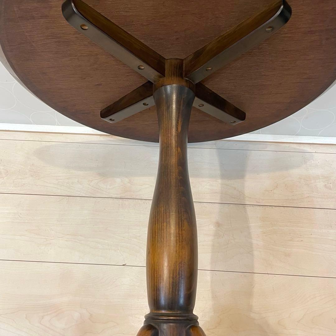 【アンティーク】丸型ハイテーブル ペデスタル脚 北欧風 円形カウンター ②