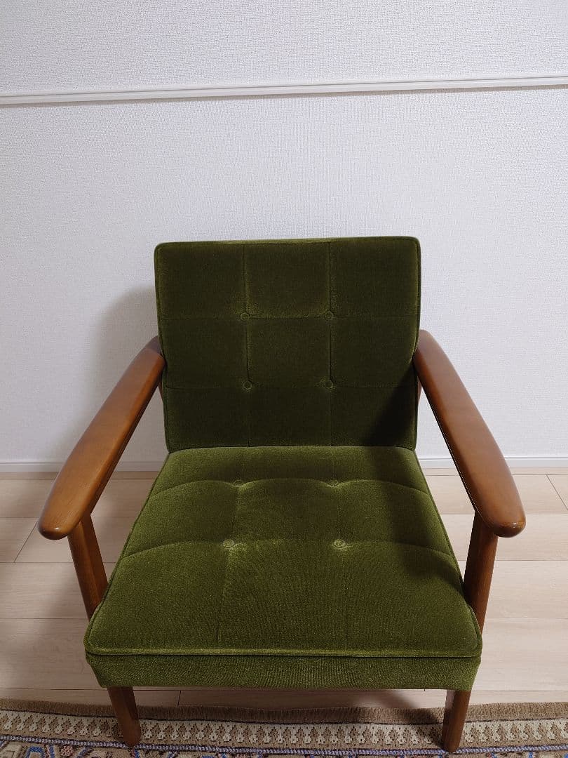 カリモク60 Kチェア1シーターモケットグリーン ①