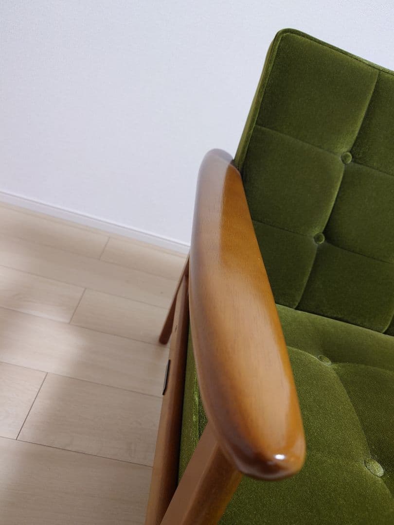 カリモク60 Kチェア1シーターモケットグリーン ①