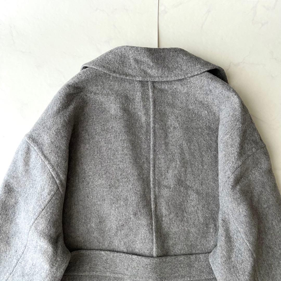 23区 MANTECO ウール リバーロングコート グレー ベルト 女優襟 36