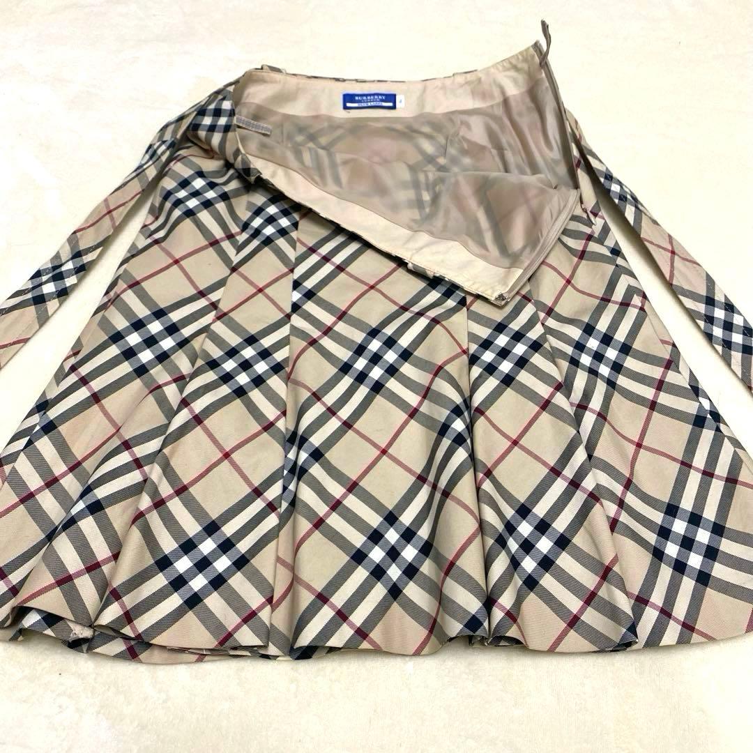 バーバリーブルーレーベル　プリーツスカート2wayリボンベルト　36ノバチェック