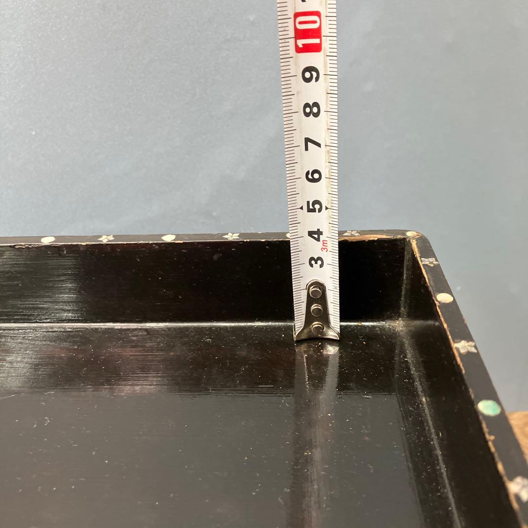 E-3 骨董 アンティーク 螺鈿細工 漆塗 五段重箱 風景人物図 天然木 時代物