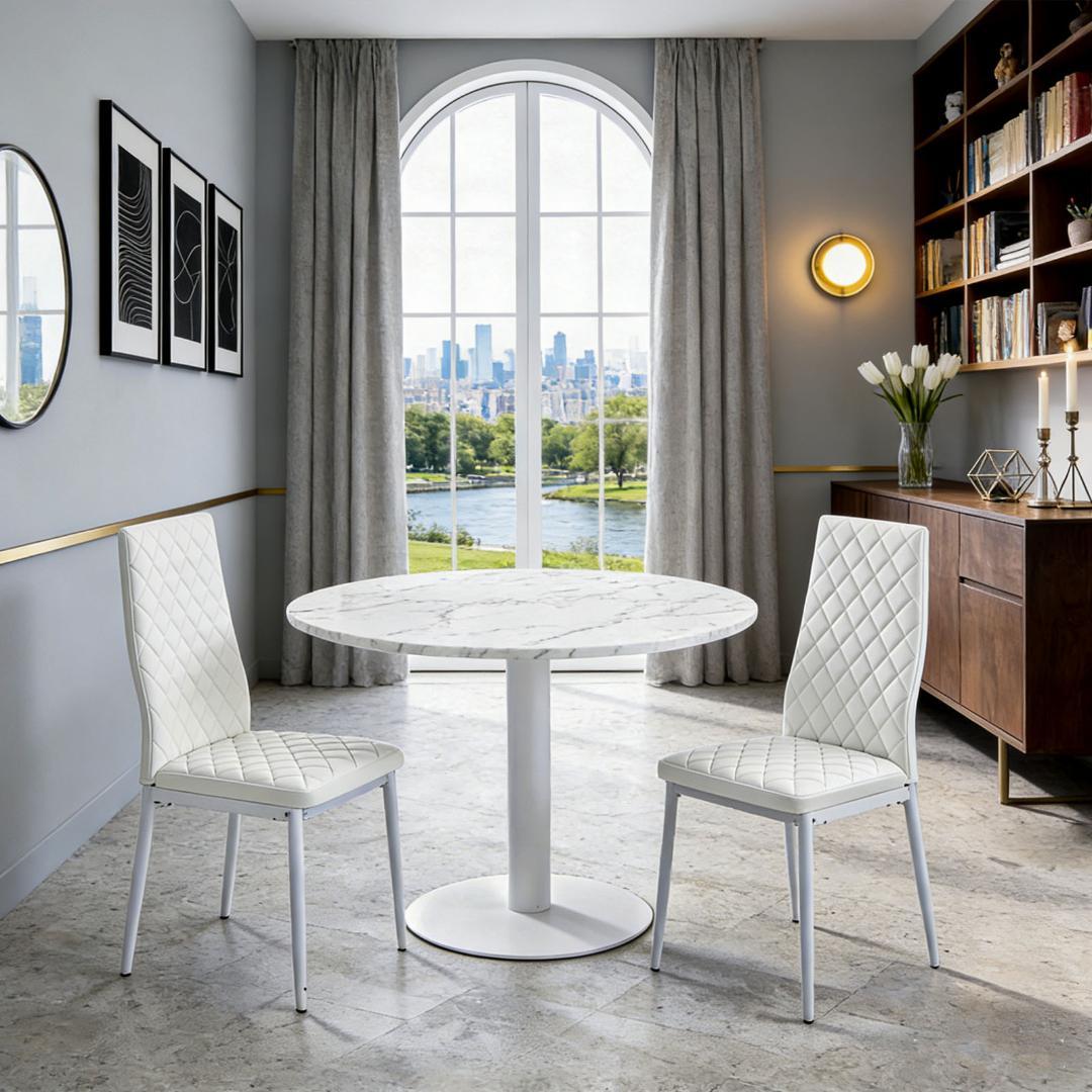 【ホワイト】ダイニングチェア 菱形 2脚セット 食卓椅子 リビングチェア