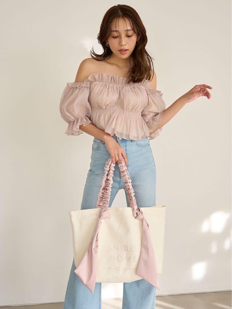 SNIDEL スナイデル　ボリュームギャザーフリルオフショルブラウス