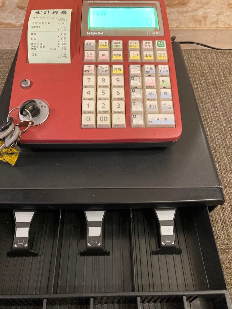 CASIO カシオ 電子レジスター TE-340 鍵付き 初期化済