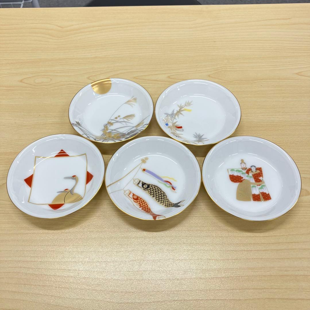 希少　大倉陶園　五歳時記　小皿揃（5枚）　約11cm　絵替わり　日本製