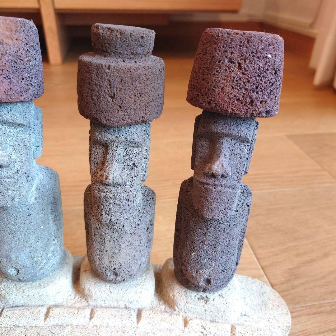 イースター島のモアイ像 置物7体＆台座