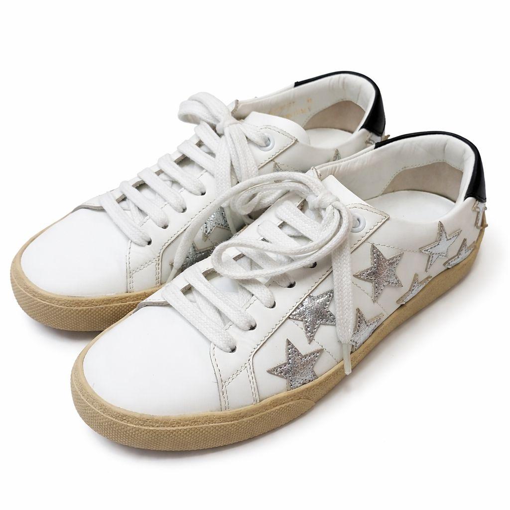 【美品】サンローラン　スニーカー　ローカット　ホワイトレザー　星　419197
