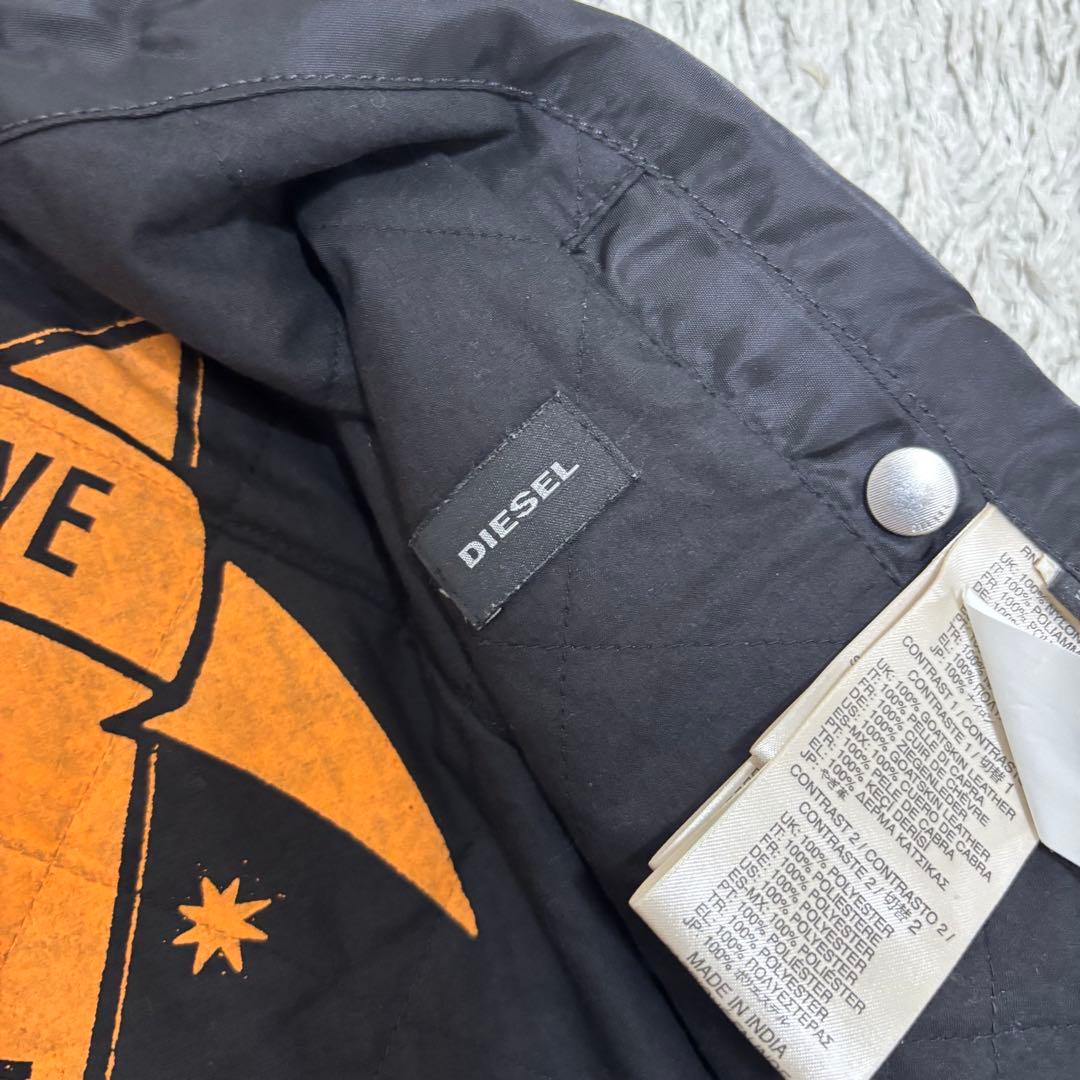 ディーゼル　DIESEL MA-1 切替ボンバージャケット 革　ブラック　S