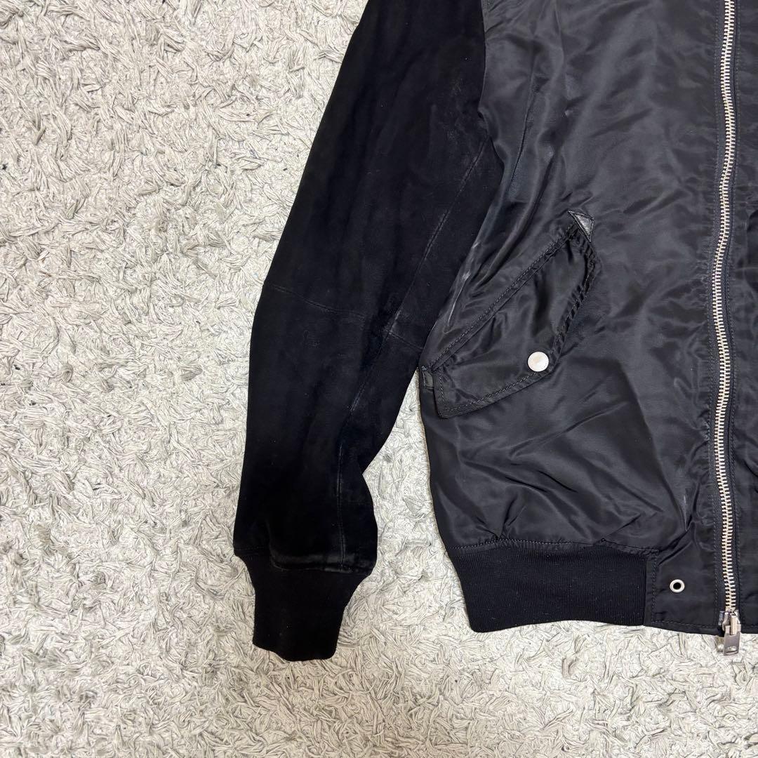 ディーゼル　DIESEL MA-1 切替ボンバージャケット 革　ブラック　S