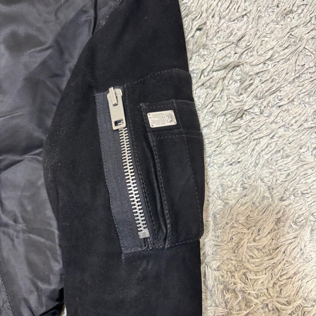 ディーゼル　DIESEL MA-1 切替ボンバージャケット 革　ブラック　S