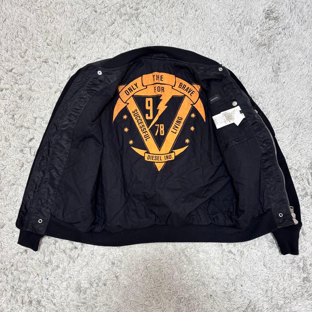 ディーゼル　DIESEL MA-1 切替ボンバージャケット 革　ブラック　S