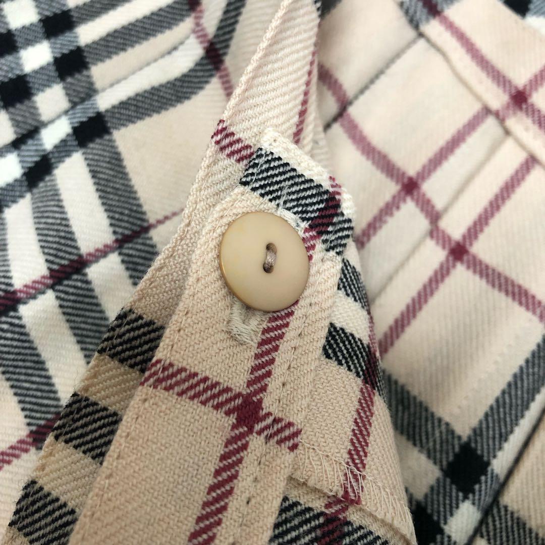 BURBERRY ウール ラップ プリーツ ひざ丈 スカート 38 ベージュ