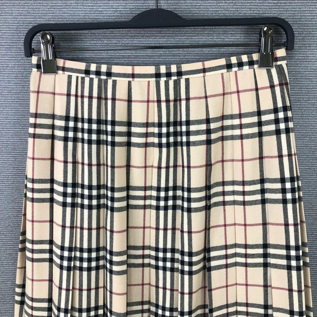 BURBERRY ウール ラップ プリーツ ひざ丈 スカート 38 ベージュ