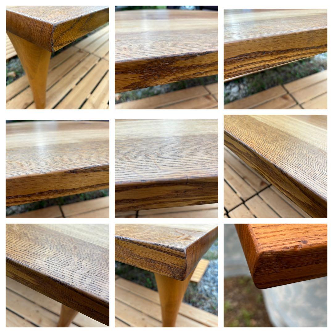 飛騨産業 キツツキ 森のことば オーク無垢材 節入り 半円形リビングローテーブル