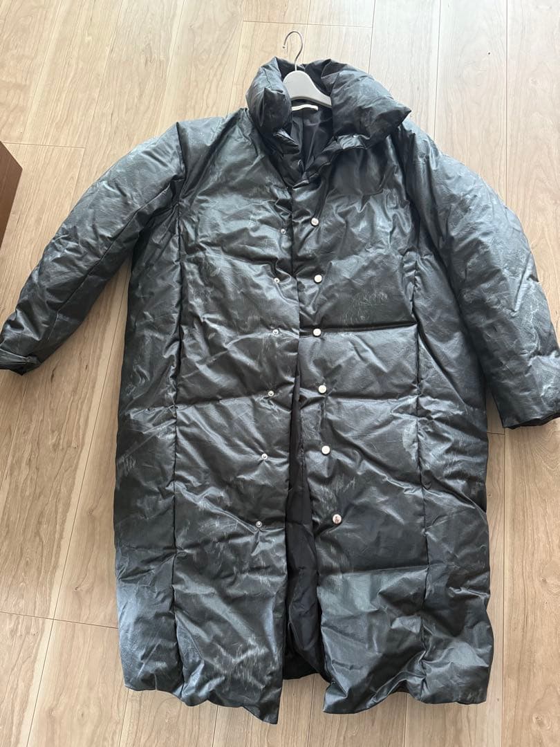 HARUNOBUMURATA ロングダウンジャケット ブラック深グリーン