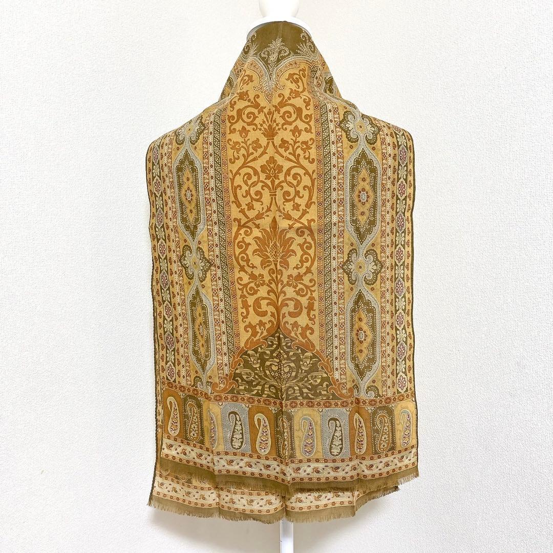 美品 ETRO エトロ スカーフ ウール混シルク ペイズリー柄 イタリア製