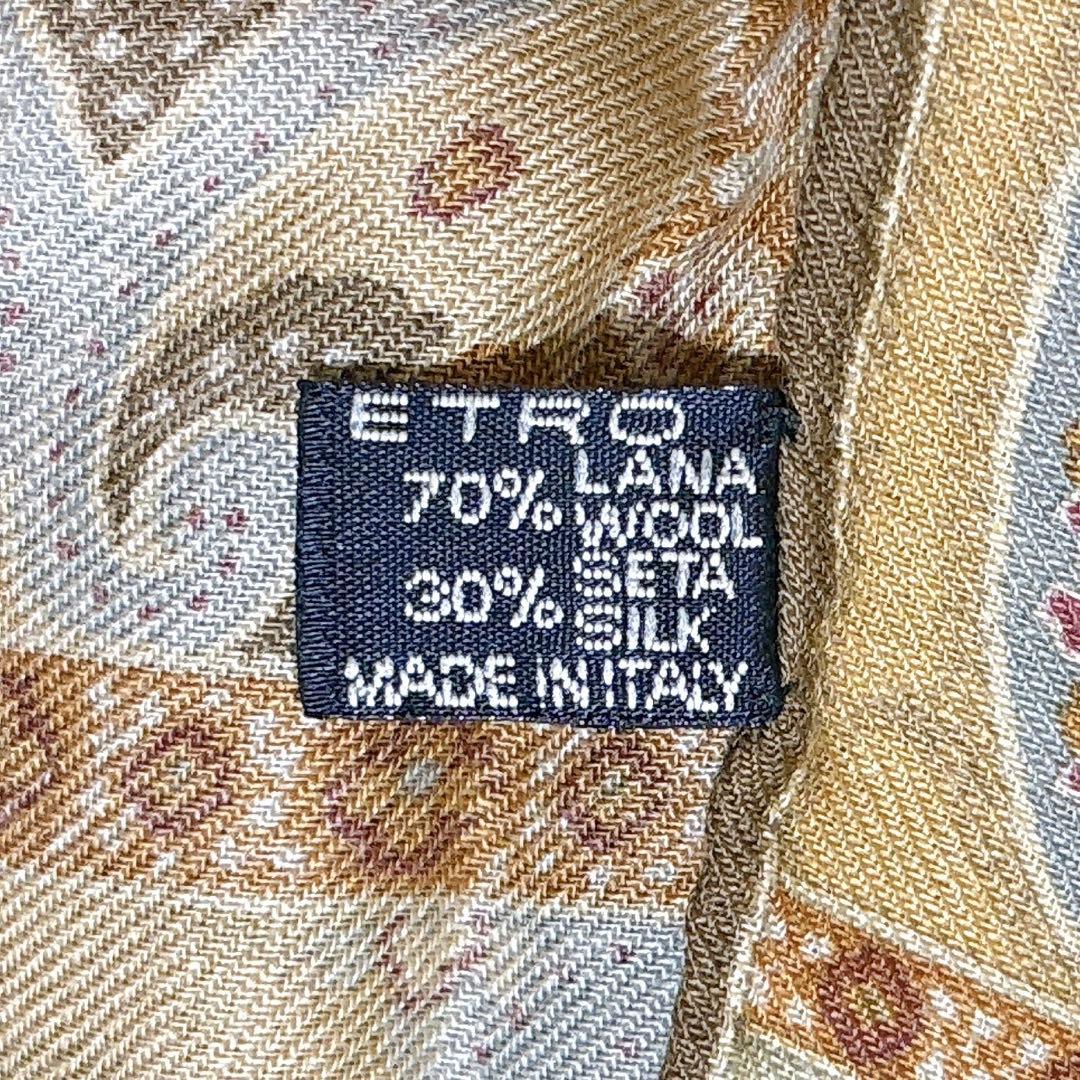 美品 ETRO エトロ スカーフ ウール混シルク ペイズリー柄 イタリア製
