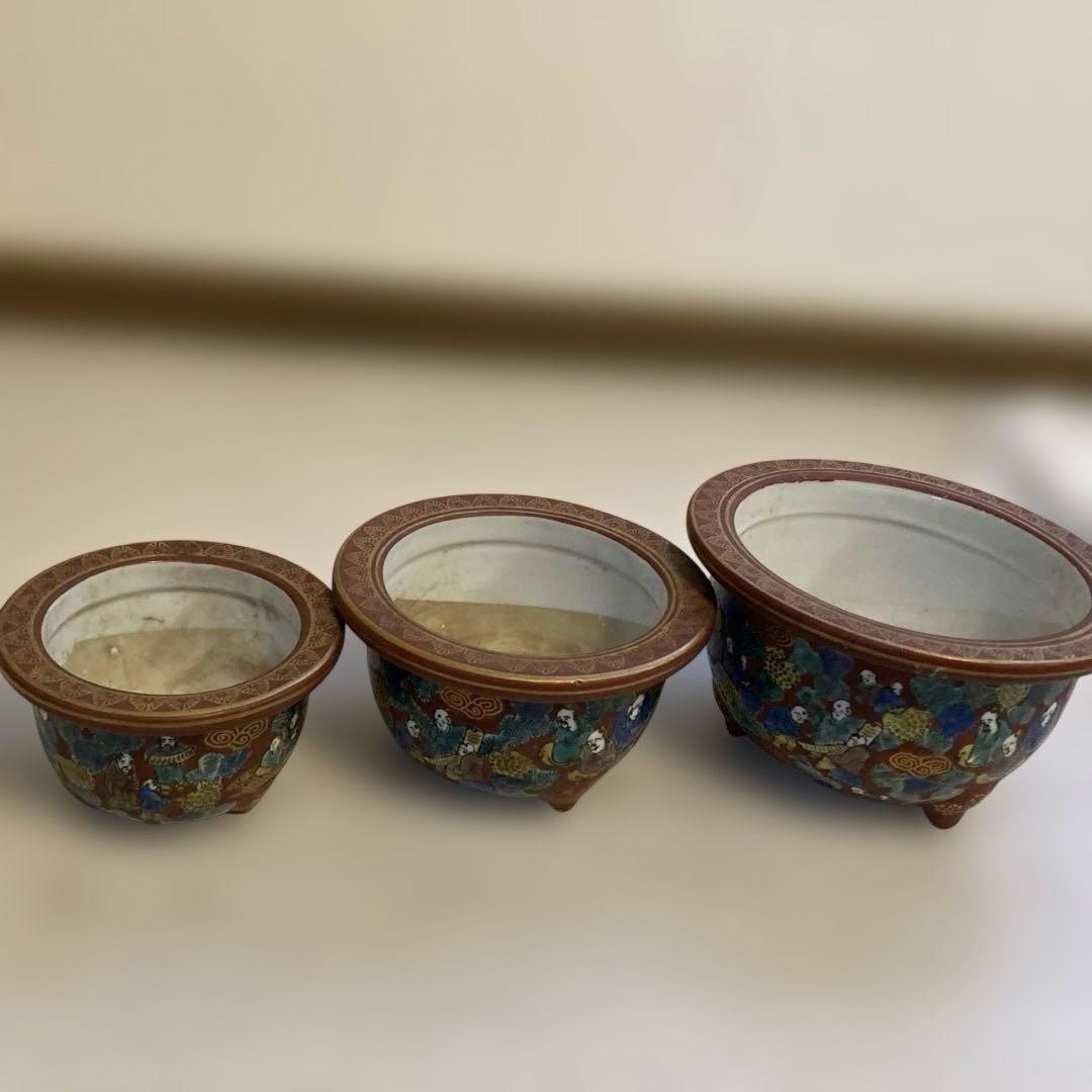 九谷焼　木米 植木鉢3個セット