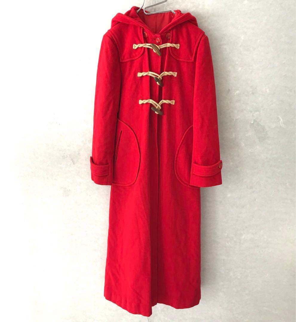 90s ダッフルコート ロングコート レア ヴィンテージ レッド L程