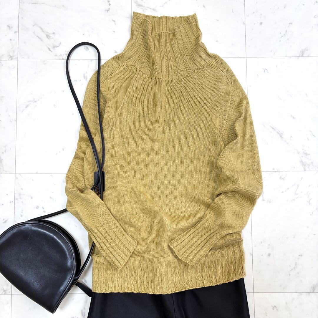 美品 マーガレットハウエル リネンコットンハイネックニット スコットランド製 Ⅱ