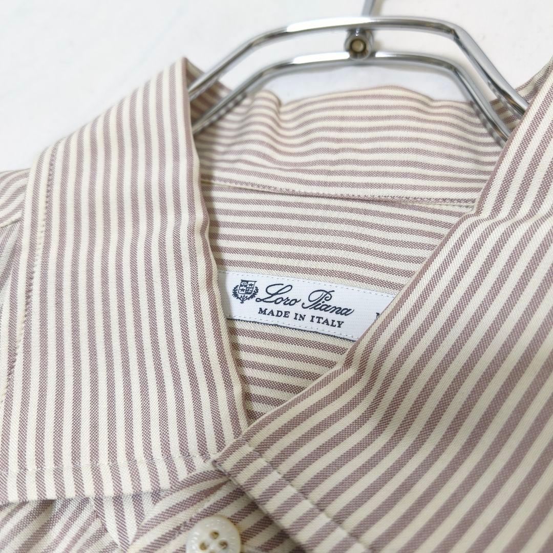 美品✨ロロピアーナ シルク100% ストライプシャツ ベージュ M