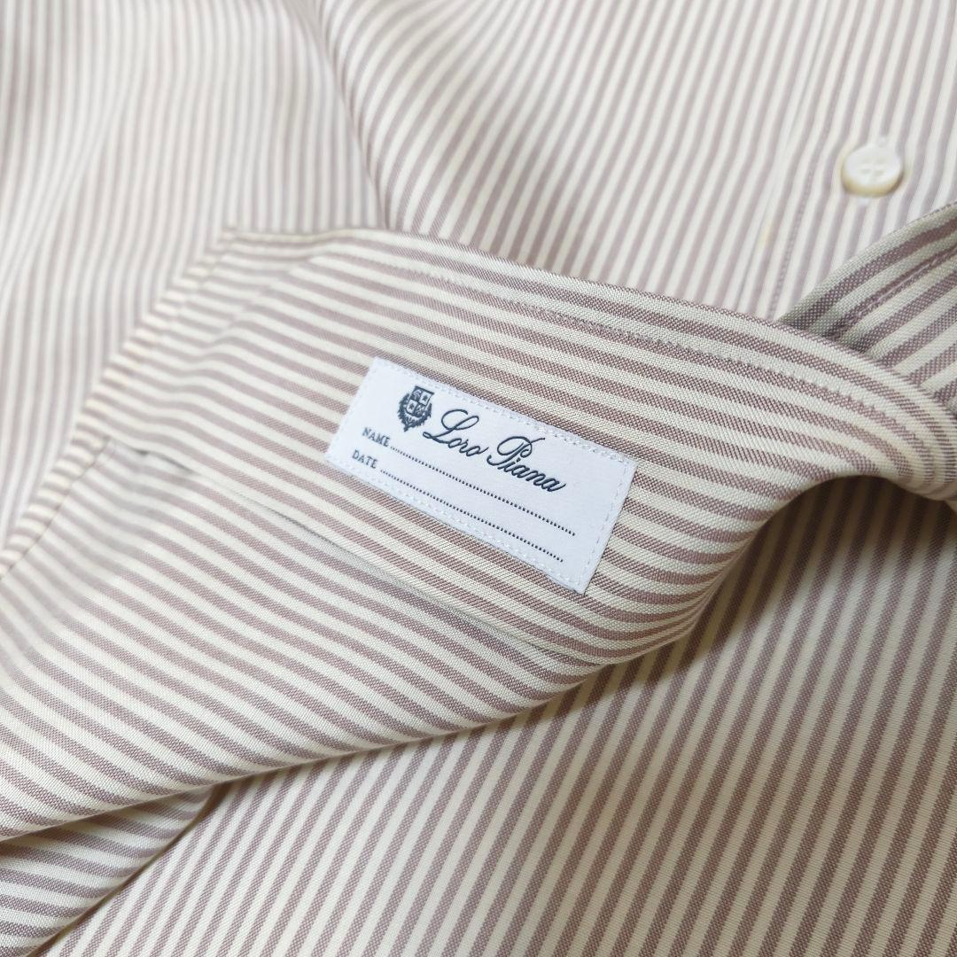 美品✨ロロピアーナ シルク100% ストライプシャツ ベージュ M