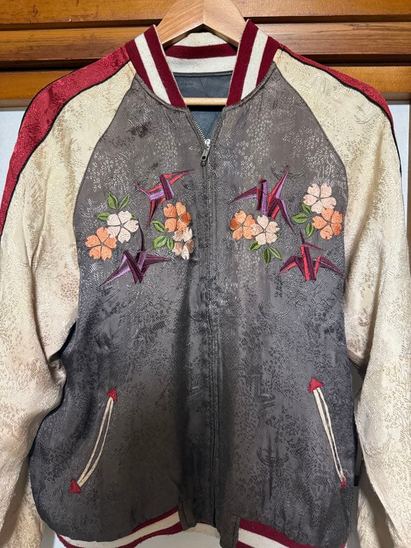 花旅楽団 SCRIPT スクリプト リバーシブルスカジャン 芸者 鶴 Mサイズ