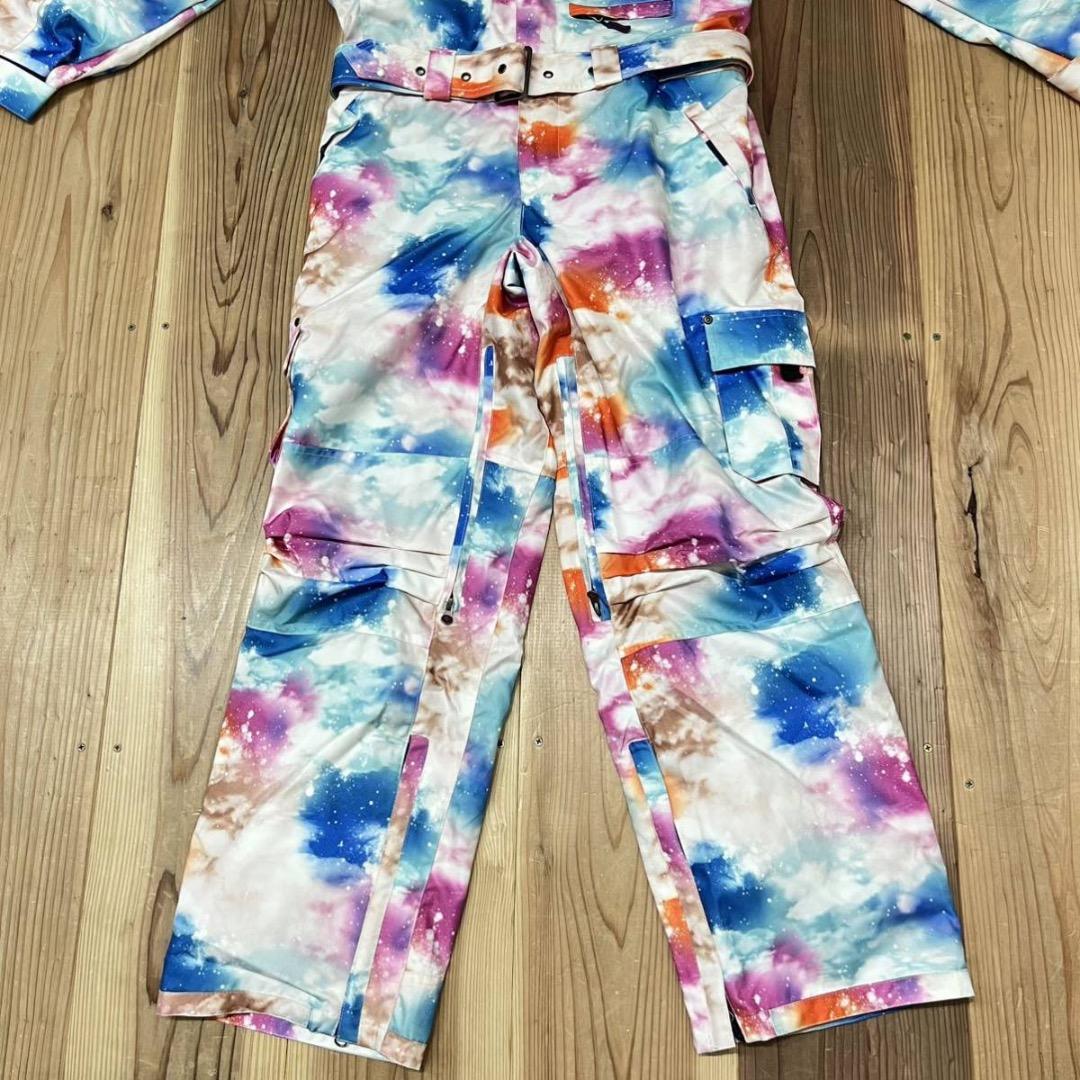 PONTAPES スノーボードウェア つなぎ スキーウェア 総柄 フード M