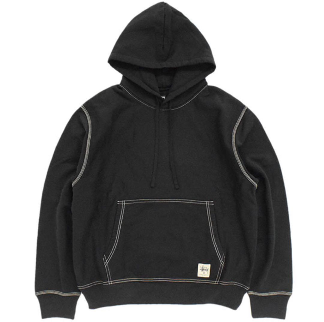 stussy contrast stitch label パーカー　ネイビー